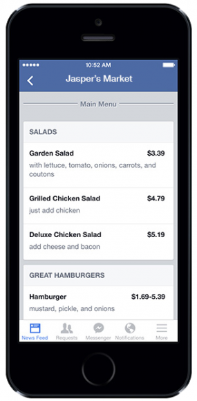 facebook menu mobile