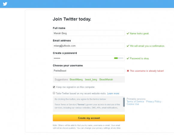create account screenshot