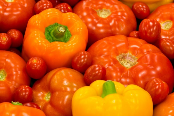 Locally grown tomatoes and peppers from Bay Produce in Superior, WI.